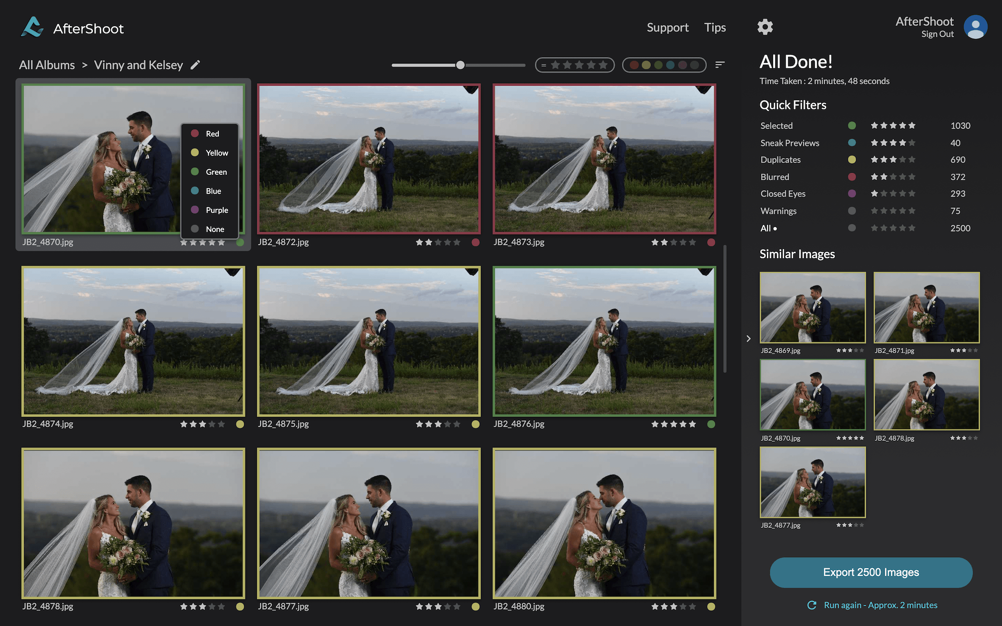couple shoot photo culling