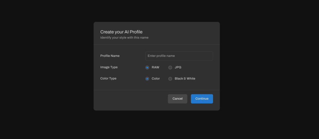 Selections to make when creating your AI Profile