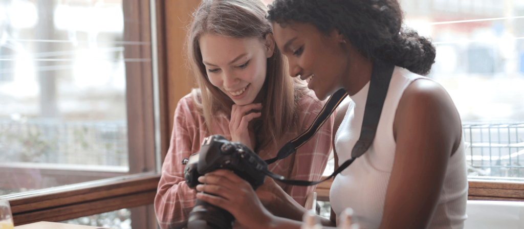 A photographer talking to a client