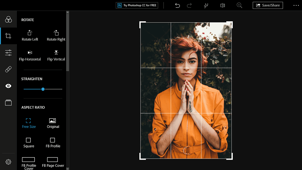 Adobe photoshop express software product screen