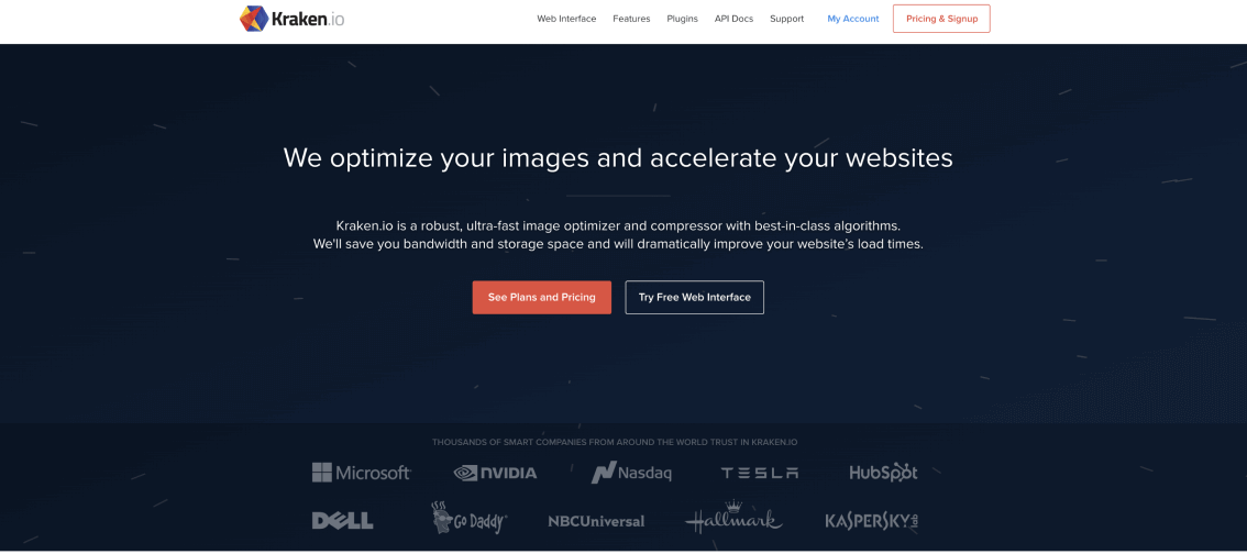 Kraken.io Image Compressor website screenshot