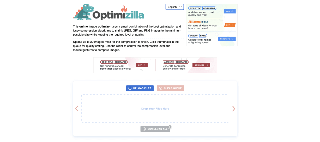 OptimiZilla Online Image Compression