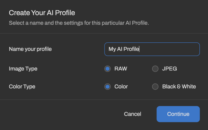 Creating AI Profile in Aftershoot EDITS