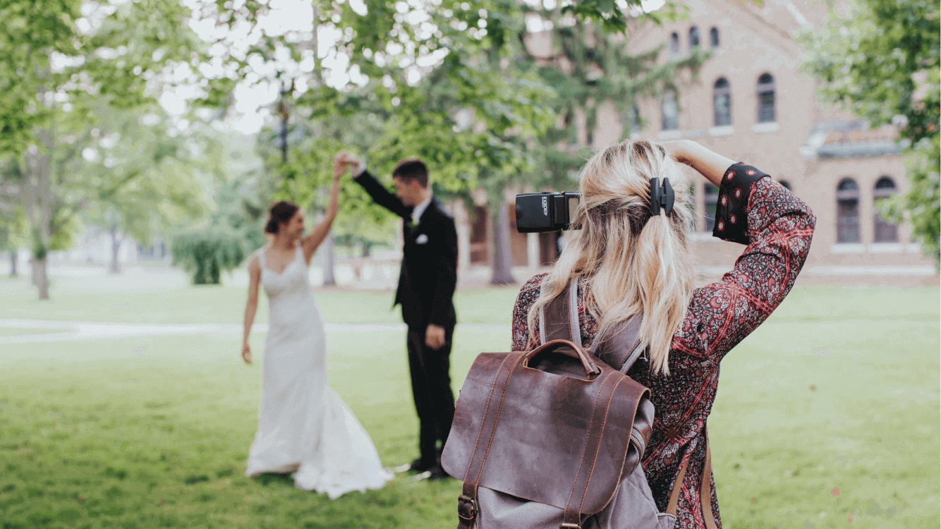 A wedding photographer on a shoot
