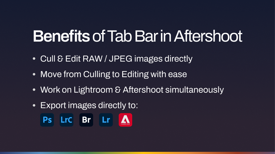 Benefits of Aftershoot Tab Bar 