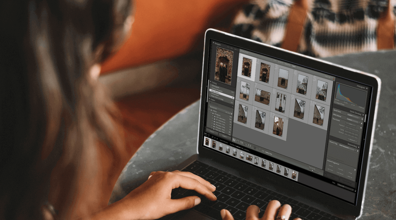 A photographer using Lightroom catalogs