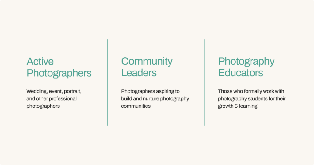 Photographers, community leaders, photography educators.