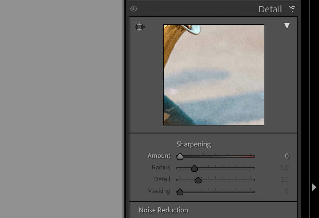 Image sharpening and noise reduction in Lightroom