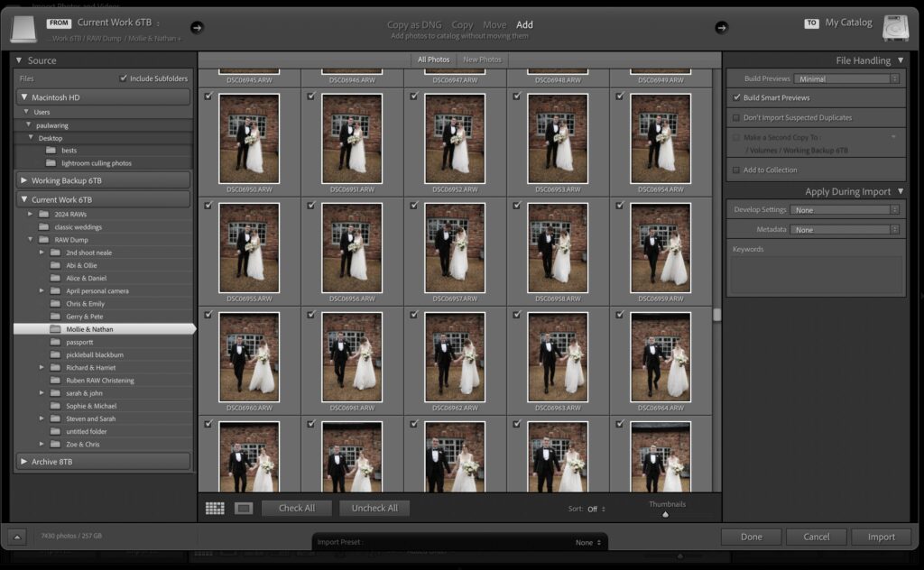 Smart previews in Lightroom