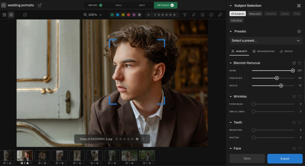 wedding retouching