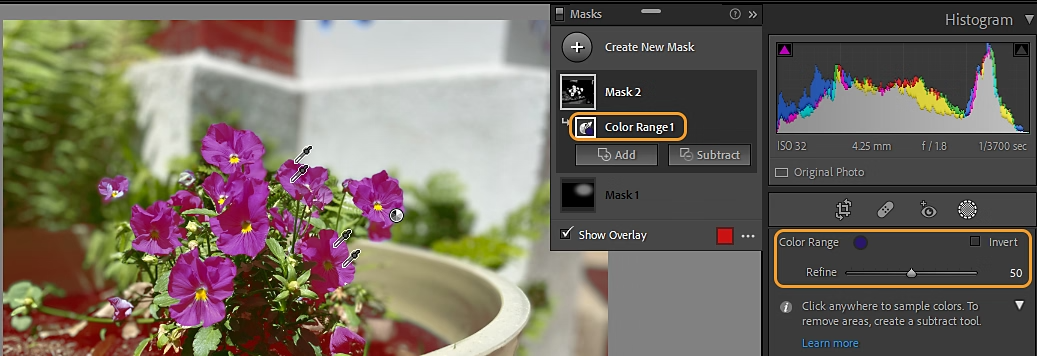 Color range masking