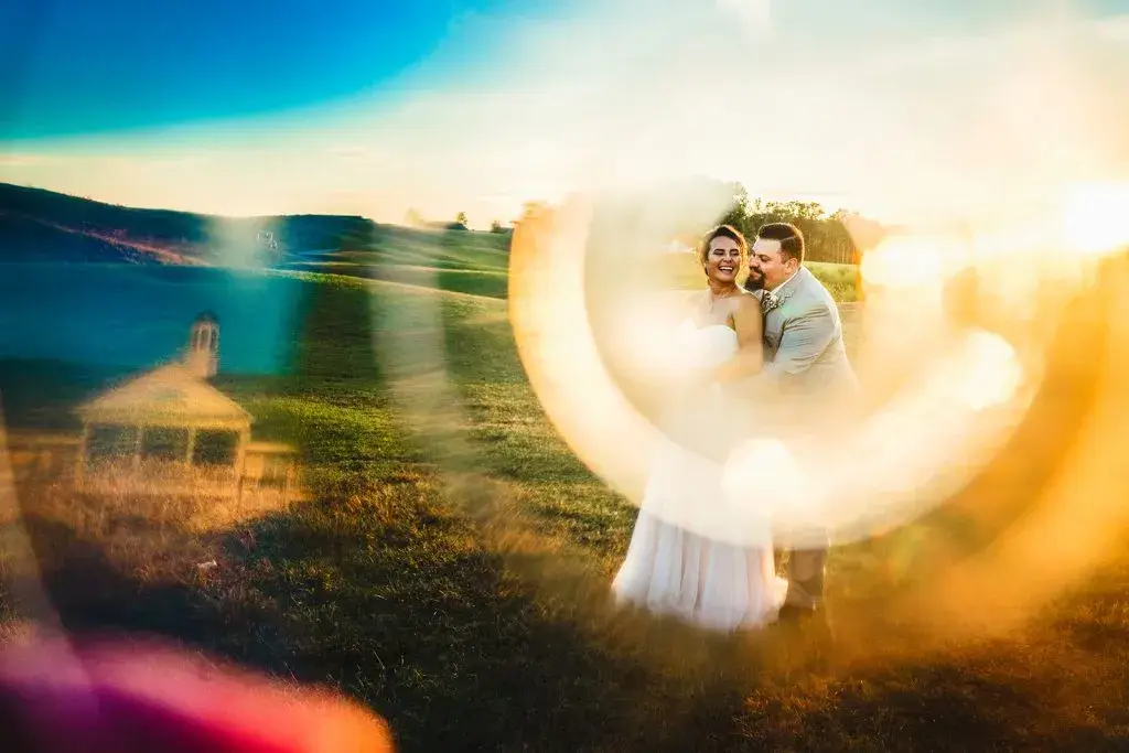 golden hour photography wedding lens flare