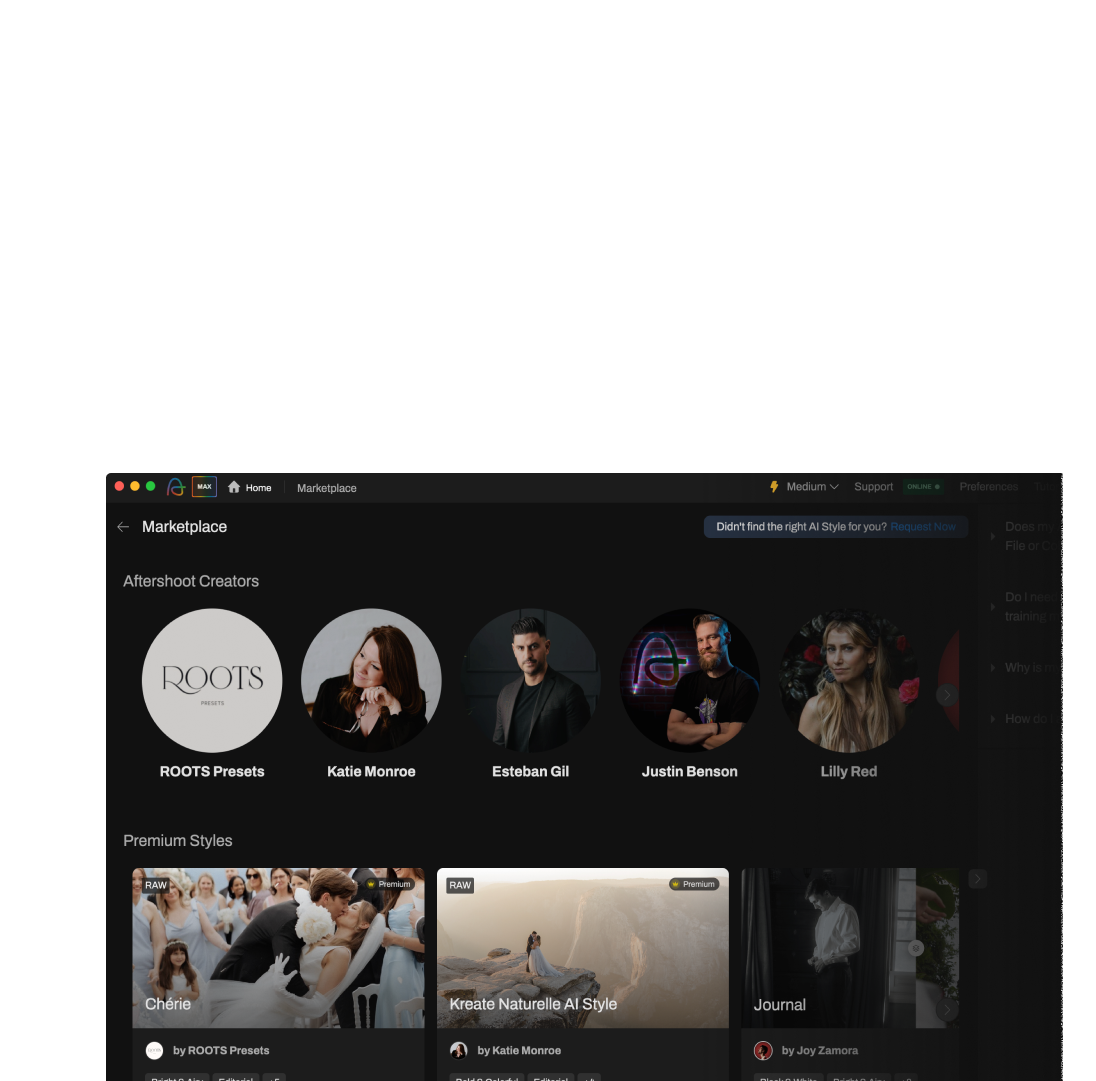Pre Built AI Styles desktop