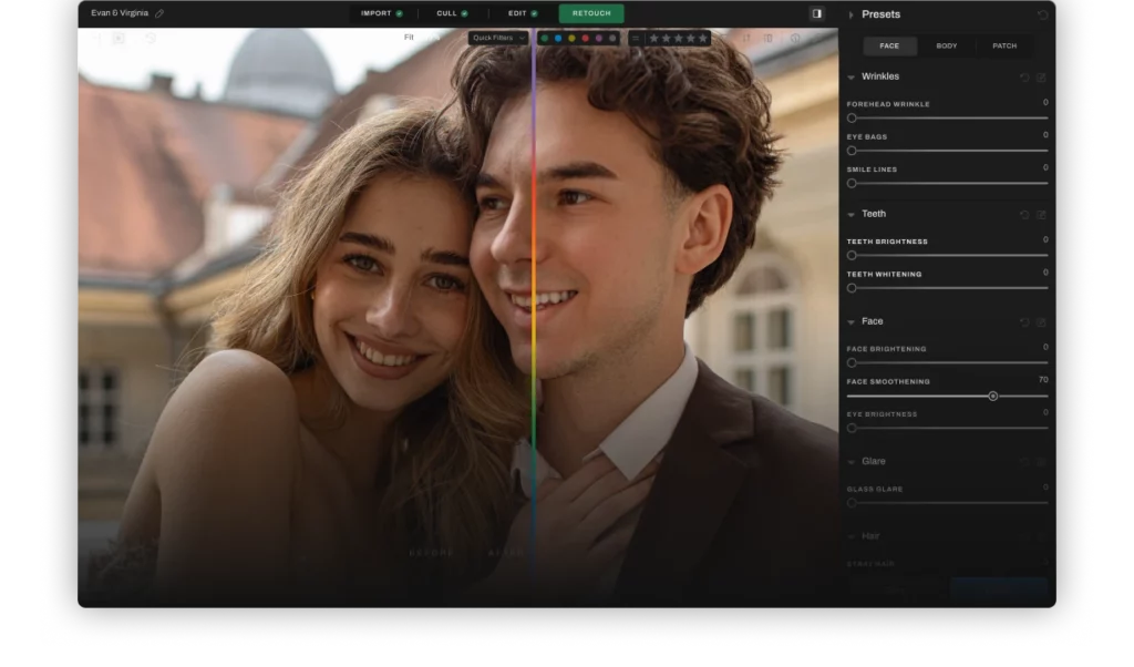 Aftershoot AI Retouching preset filters