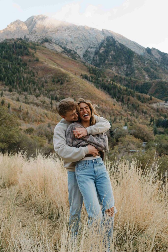 Hug from behind and whisper something silly in their ear