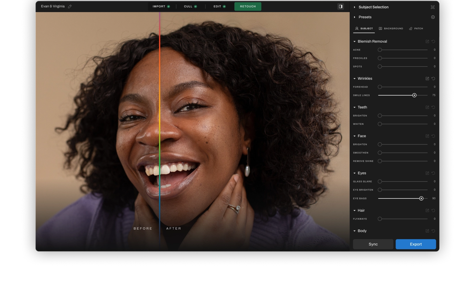 Family Portraits before after