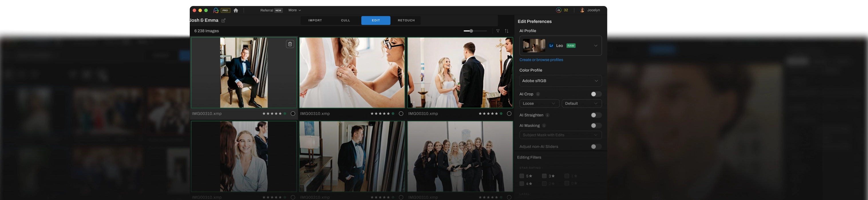 aftershoot editing preferences visual