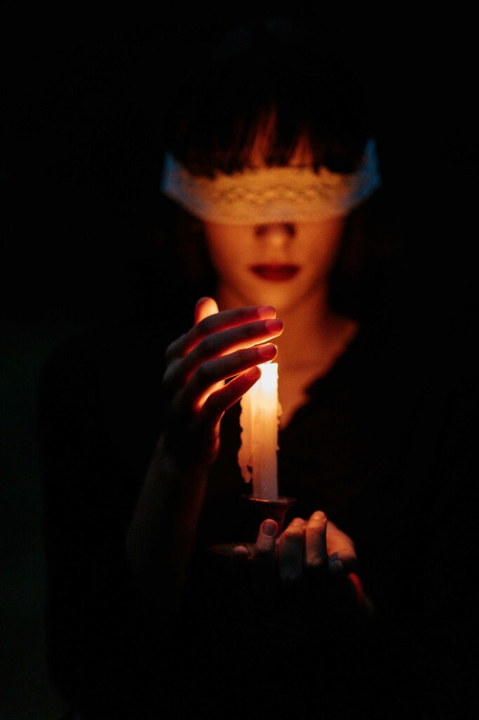 halloween candlelight moody portrait