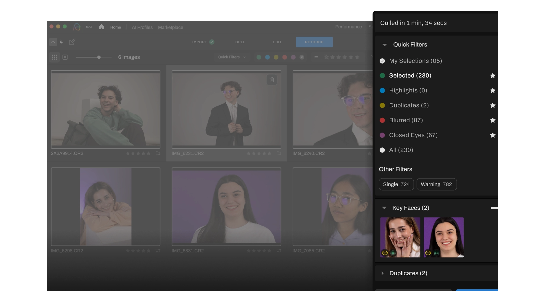 photo culling visual