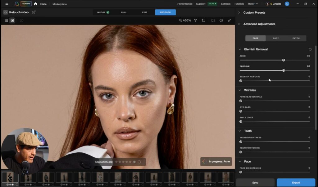 Aftershoot retouch preset for blemish and acne removal 