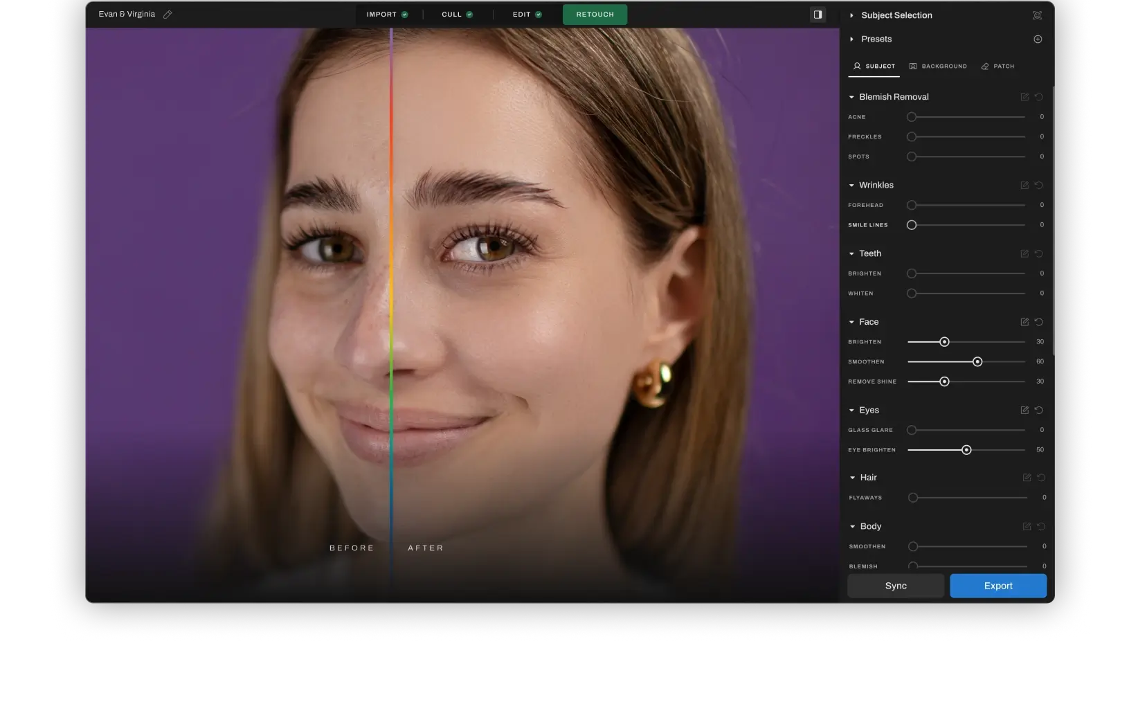 retouch visual screen