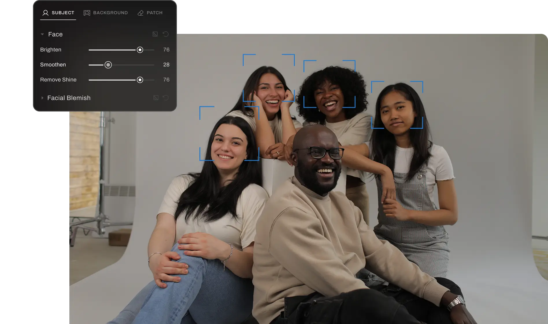 Retouch the right person in the shot