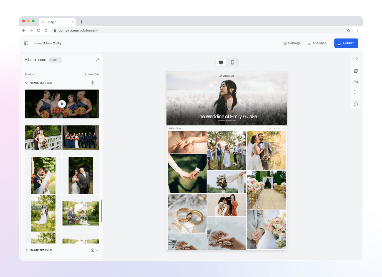 Curated galleries in Aftershoot