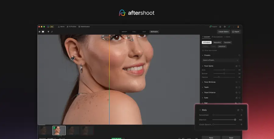 Body Blemish Removal - Aftershoot AI Retouching