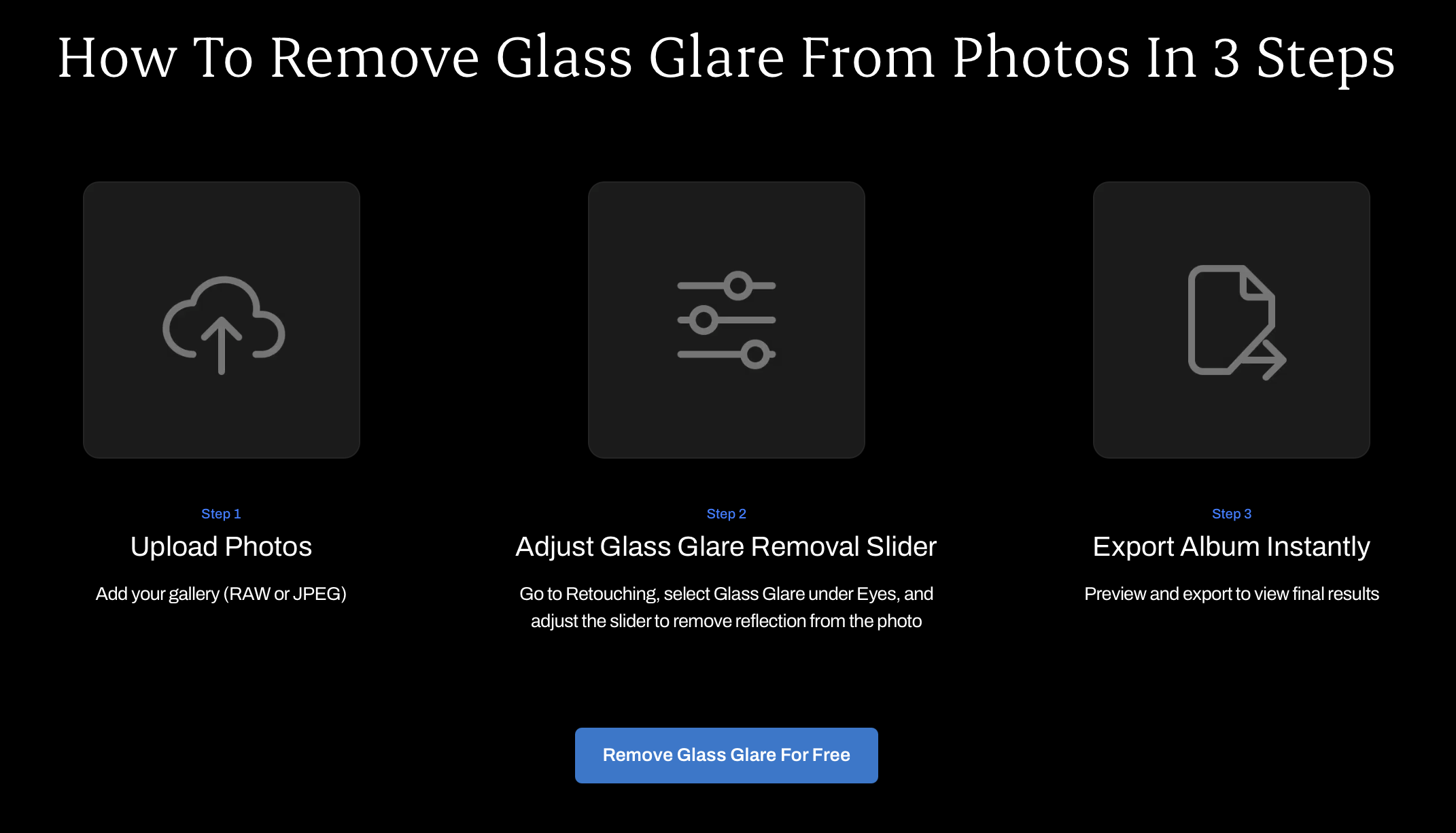Process of removing glass glare using Aftershoot Retouching tool