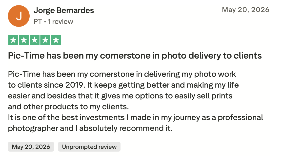 Pictime review on Trust Pilot