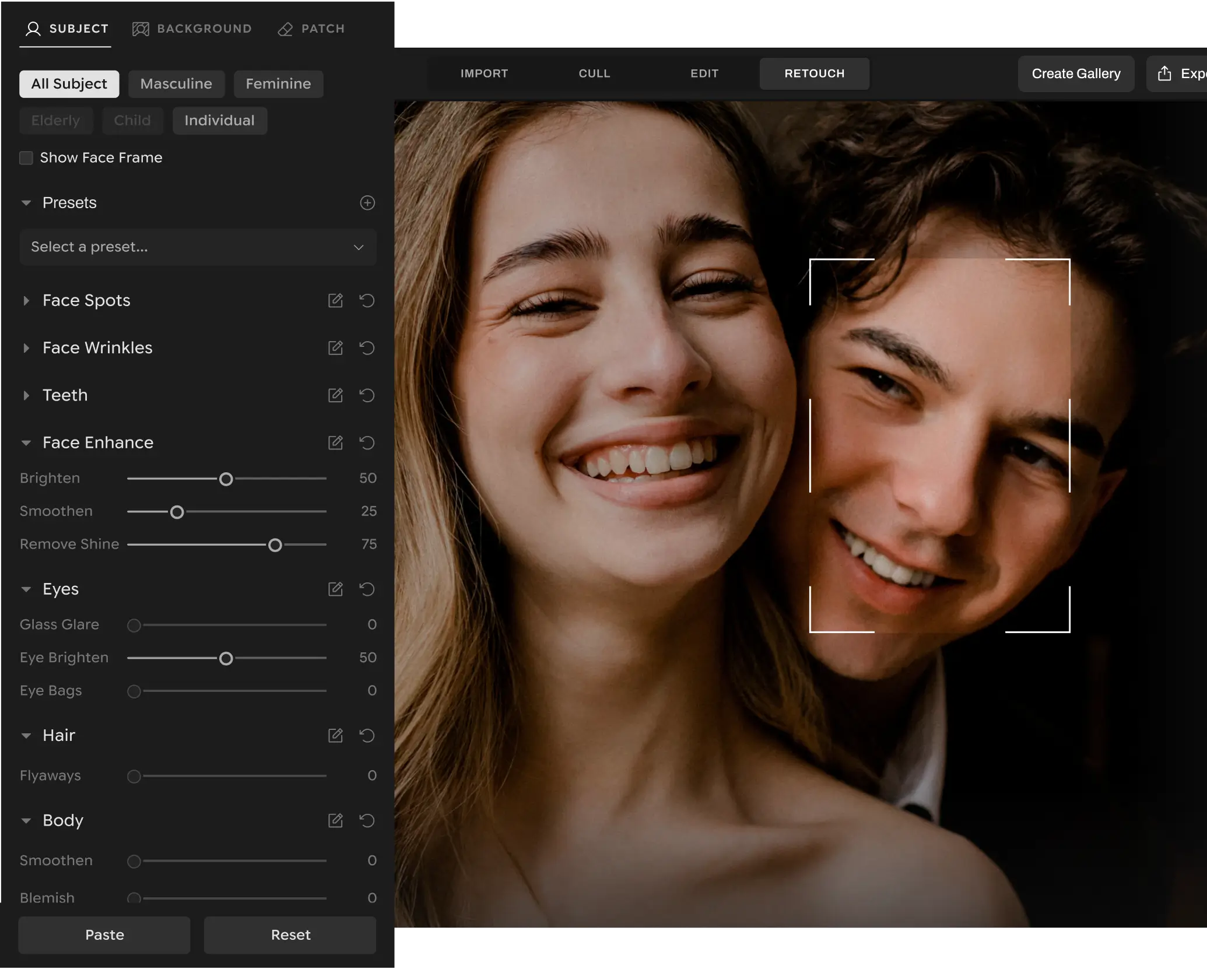 aftershoot retouching dashboard visual