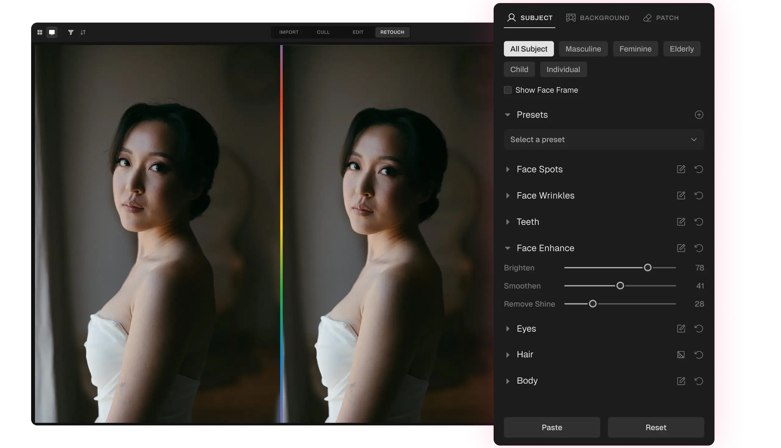 Retouching visual 1